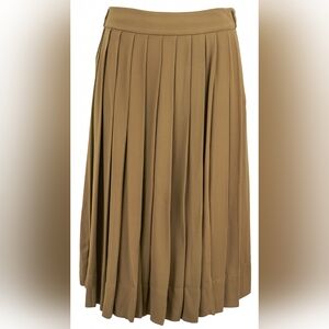 Elegant Tan Pleated Midi Skirt